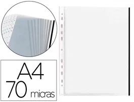 Q-connect Funda multitaladro DIN A4 con borde negro, 70 micras