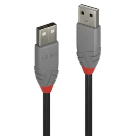 Lindy 36694 Cable USB 2.0 Tipo A Macho a Macho 3m - Negro y Gris para Transferencia de Datos, 480 Mbps
