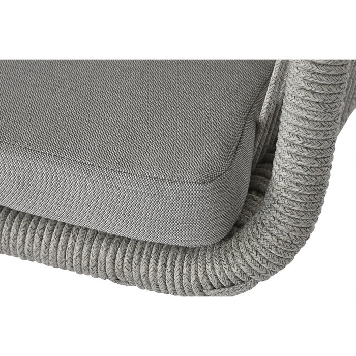 DKD Home Decor Silla de Aluminio y Ratán Sintético con Cojín, Gris y Blanco