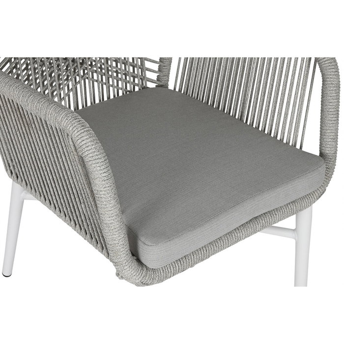 DKD Home Decor Silla de Aluminio y Ratán Sintético con Cojín, Gris y Blanco