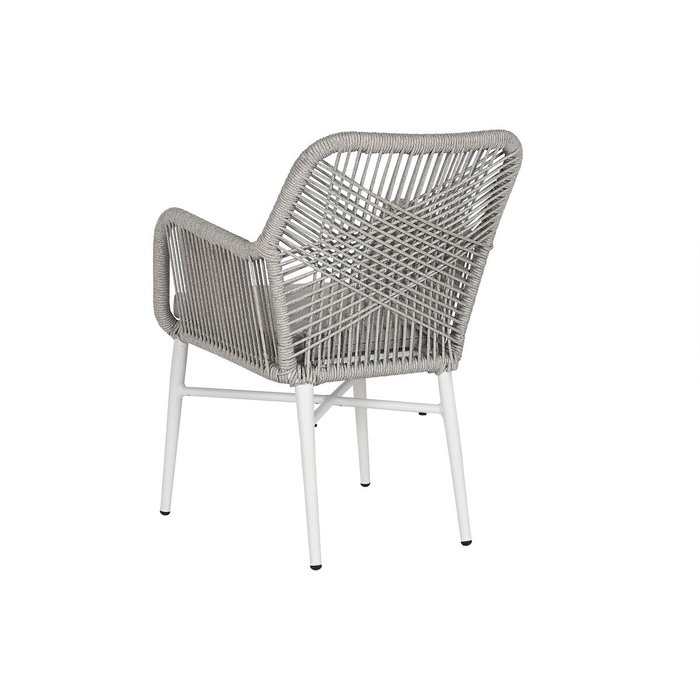 DKD Home Decor Silla de Aluminio y Ratán Sintético con Cojín, Gris y Blanco