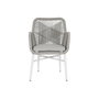 DKD Home Decor Silla de Aluminio y Ratán Sintético con Cojín, Gris y Blanco