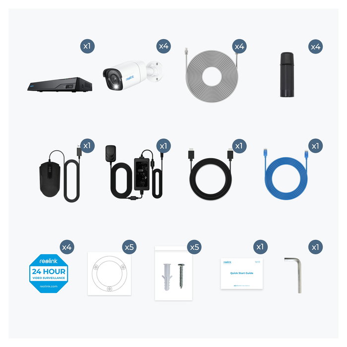 Reolink NVS8-8MB4 Sistema de Seguridad PoE con 8 Cámaras 8MP, Alámbrico, Interior/Exterior, 700 lm, 6500 K, 8 Canales