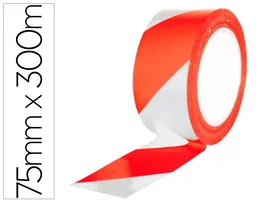 Q-connect Cinta de señalización no adhesiva rojo y blanco 300 m x 75 mm