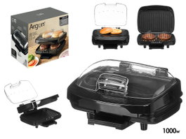 Argon Hamburguesera 1000W, Negro y Gris, Control de Temperatura Automático, Metal (Set de 6)