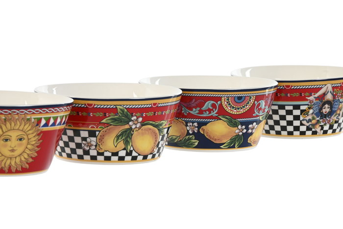 DKD Home Decor Cuencos de Porcelana Sicilia 2024 Limones Surtidos DKD Home Decor Cuencos de Porcelana Sicilia 2024 Limones Surtidos
