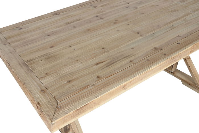 DKD Home Decor Mesa Comedor Alpino de Abeto y MDF, Desmontable, Color Natural, Dimensiones 200 x 100 x 80 cm (Ancho x Largo x Alto)