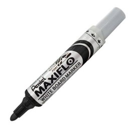 PENTEL Maxiflo MWL5M Rotuladores para Pizarra Blanca, Punta Gruesa, Negro, 12 Unidades