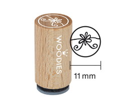 Woodies Sello mini de madera y caucho flor 15x25mm