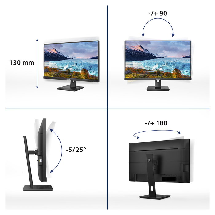 Philips 273S1/00 Monitor de 27 Pulgadas Full HD IPS 75 Hz, con USB-C (65W), HDMI, DisplayPort, Flicker-Free y LowBlue, Negro