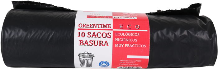 Greentime Sacos de Basura Greentime Eco, 10 Unidades, 95 x 135 cm, 150 Litros, Grosor 180 Galgas (15 Unidades)