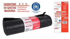Greentime Sacos de Basura Greentime Eco, 10 Unidades, 95 x 135 cm, 150 Litros, Grosor 180 Galgas (15 Unidades)