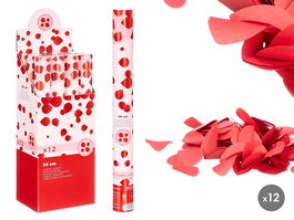 Arte Regal Cañón de Confeti de Pétalos 50 cm, Rojo, Papel, Cartón, Plástico (Set de 48)