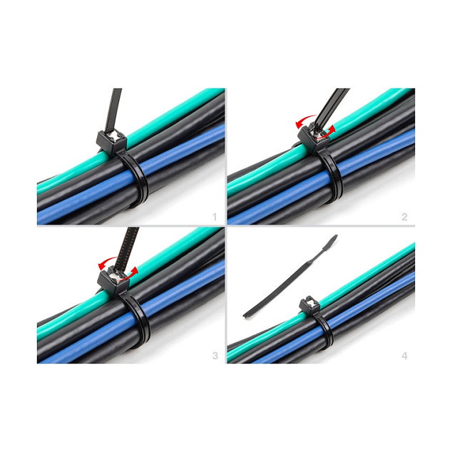 DeLOCK Brida autocortable 370 x 4,8 mm, 50 piezas, Negro
