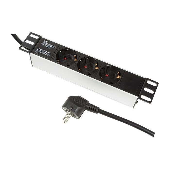 LogiLink Regleta de 10 pulgadas con 3 conexiones