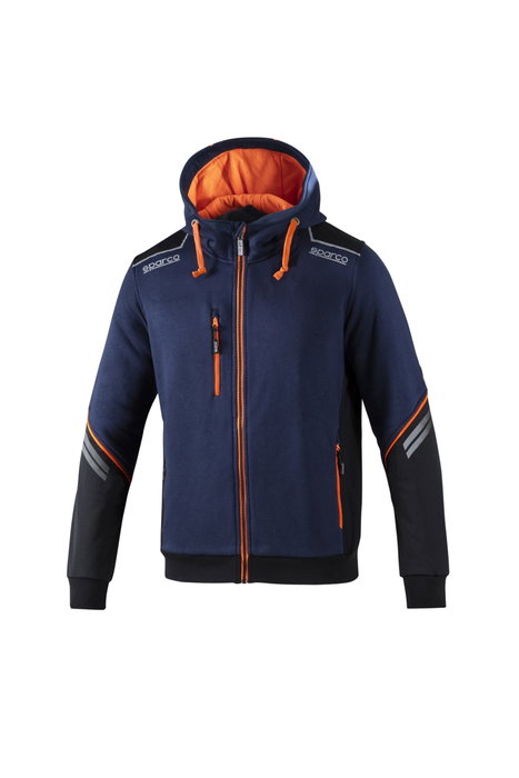 Sparco Sudadera Tech Ndis Hooded Full Zip Azul Marino/Naranja Talla S