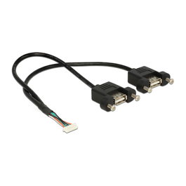 DeLOCK Cable USB de 0,25 m Interno a Externo 2 x USB A Hembra USB 2.0 Negro - 84839