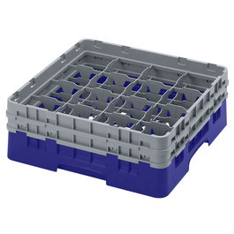 CAMBRO - 16S434-186 - Cesta de lavado 16 comp. 2 alturas - 10,9 cm Ø máx. - alt. máx. 13,5 cm - 50 x 50 x 18,4 cm - Azul marino