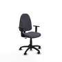 Silla de oficina Algarra con mecanismo Contacto permanente básico tapizada con Tela color Gris oscuro. Equipada con Base poliamida negra, Brazos 1D y Ruedas autofrenantes