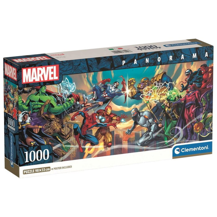 Clementoni Puzzle Panorama Heroes vs Villanos Marvel 1000 Piezas 98x33cm Clementoni Puzzle Panorama Heroes vs Villanos Marvel 1000 Piezas 98x33cm