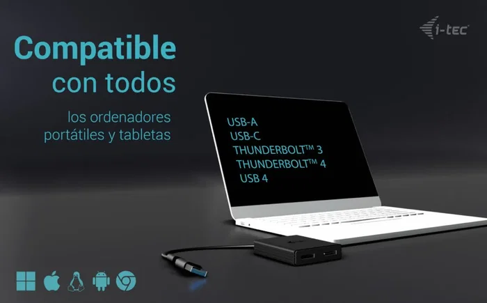 i-tec CADUAL4KDP - Adaptador de Vídeo USB-A/USB-C a Dual DisplayPort, 2 Monitores 4K UHD 4096x2160@60Hz, 0.27m, Negro, para Windows/Mac/Android/ChromeOS i-tec CADUAL4KDP - Adaptador de Vídeo USB-A/USB-C a Dual DisplayPort, 2 Monitores 4K UHD 4096x2160@60Hz, 0.27m, Negro, para Windows/Mac/Android/ChromeOS