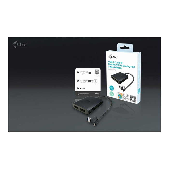 I-tec Adaptador de Vídeo Dual DisplayPort 4K/60 Hz USB-A/USB-C