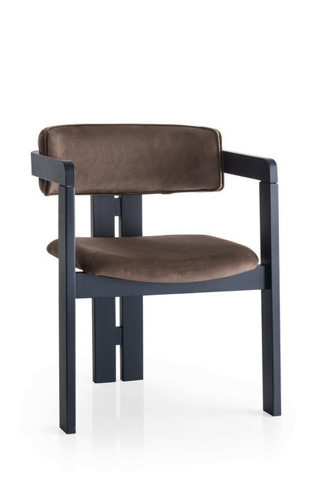 Hanah Home Sillón CO - 022 Madera Terciopelo Negro y Marron 58x76x49 cm