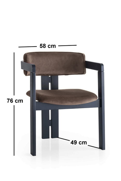 Hanah Home Sillón CO - 022 Madera Terciopelo Negro y Marron 58x76x49 cm
