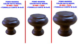 Pomo de madera color nogal 35 mm T626