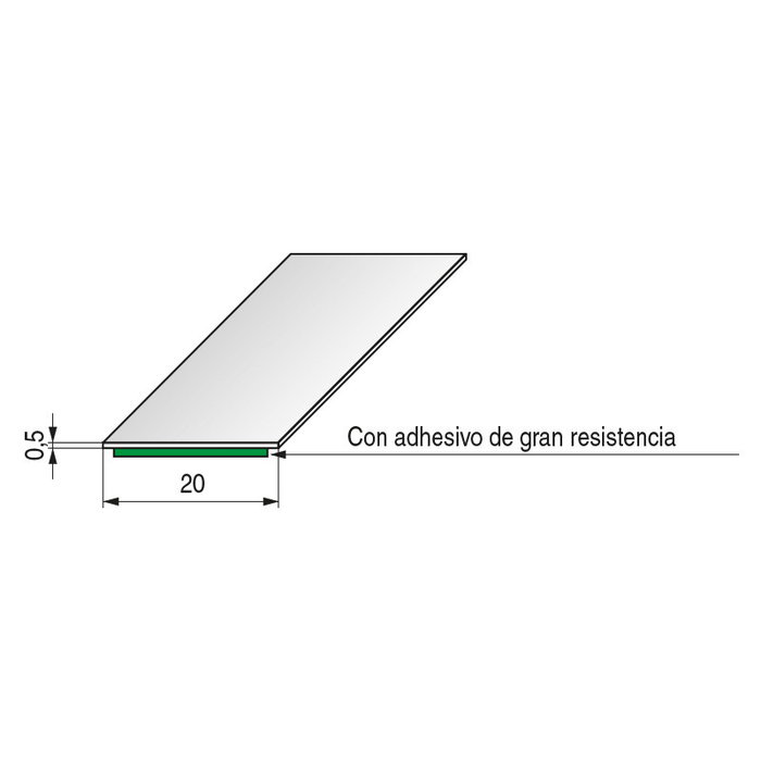 FBS Perfil Adhesivo Alu - Tape 0,5 Negro Mate, Cromo, Plata Mate Acabado Cromo, Grosor 0,5mm, Ancho 20mm, Longitud 25M