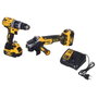 DeWalt Kit de Taladro Percutor DCD796 y Amoladora DCG405 con 2 Baterías de 5.0Ah y Maletín T STAK