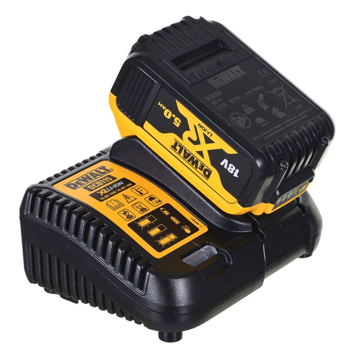DeWalt Kit de Taladro Percutor DCD796 y Amoladora DCG405 con 2 Baterías de 5.0Ah y Maletín T STAK