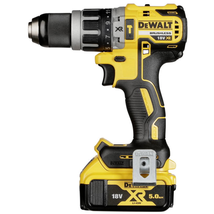 DeWalt Kit de Taladro Percutor DCD796 y Amoladora DCG405 con 2 Baterías de 5.0Ah y Maletín T STAK