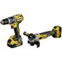 DeWalt Kit de Taladro Percutor DCD796 y Amoladora DCG405 con 2 Baterías de 5.0Ah y Maletín T STAK
