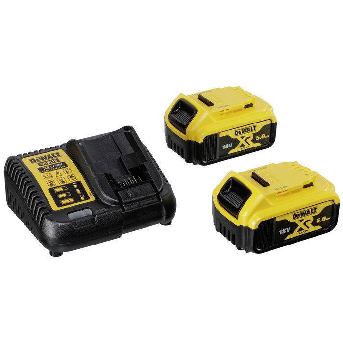 DeWalt Kit de Taladro Percutor DCD796 y Amoladora DCG405 con 2 Baterías de 5.0Ah y Maletín T STAK