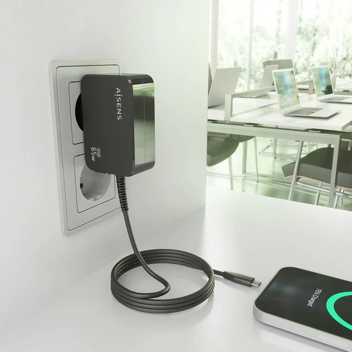 Aisens Cargador GaN 65W PD3.0 con Cable USB-C 1.8m Negro ASCH-1PD65WL033-BK Aisens Cargador GaN 65W PD3.0 con Cable USB-C 1.8m Negro ASCH-1PD65WL033-BK