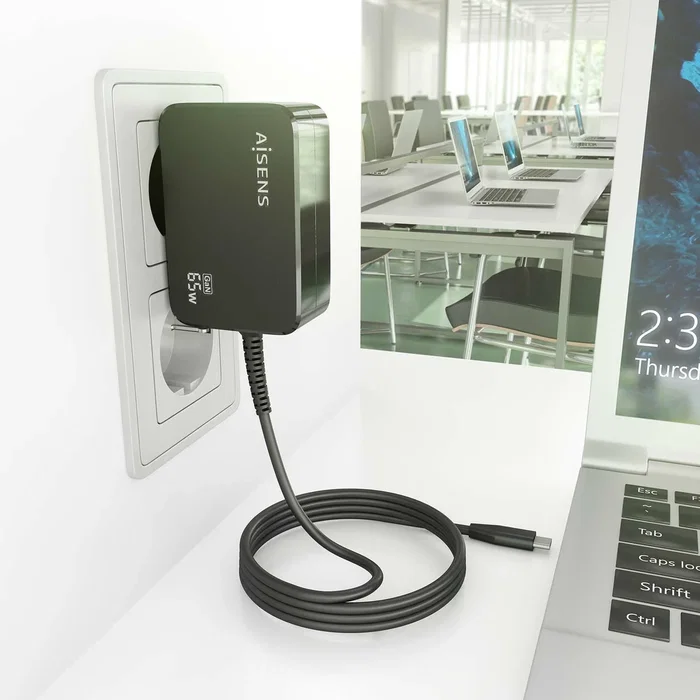 Aisens Cargador GaN 65W PD3.0 con Cable USB-C 1.8m Negro ASCH-1PD65WL033-BK Aisens Cargador GaN 65W PD3.0 con Cable USB-C 1.8m Negro ASCH-1PD65WL033-BK