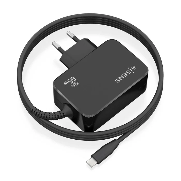 Aisens Cargador GaN 65W PD3.0 con Cable USB-C 1.8m Negro ASCH-1PD65WL033-BK Aisens Cargador GaN 65W PD3.0 con Cable USB-C 1.8m Negro ASCH-1PD65WL033-BK