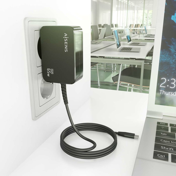 Aisens Cargador GaN 65W PD3.0 con cable USB-C de 1.8m - Negro Aisens Cargador GaN 65W PD3.0 con cable USB-C de 1.8m - Negro