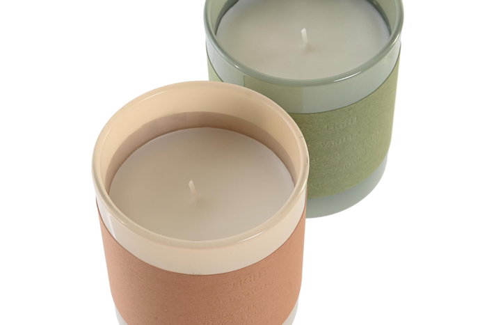 DKD Home Decor Set de 2 Velas de Cera de Parafina, Verde y Beige