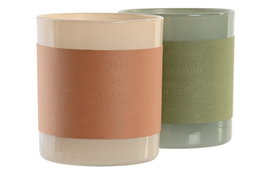 DKD Home Decor Set de 2 Velas de Cera de Parafina, Verde y Beige