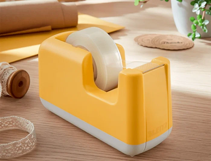 LEITZ Portarrollos Cosy Amarillo con Cinta de 33 m