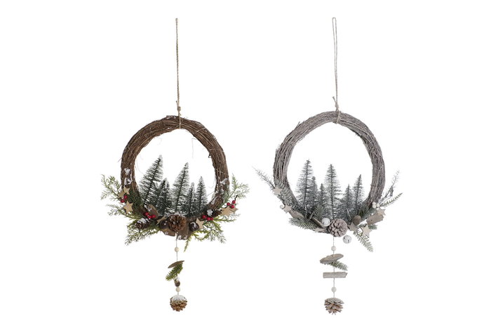 DKD Home Decor Decoracion Colgante Navidad Alpina Multicolor 11 x 65 x 40 cm (2 Unidades)