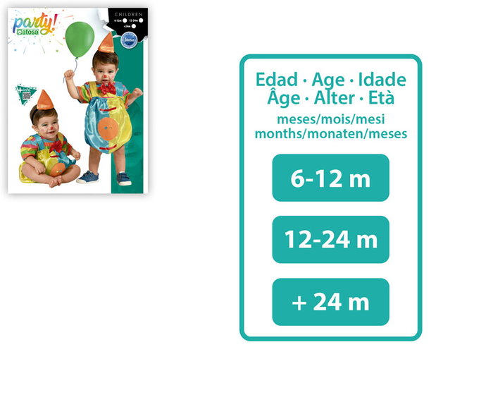 Disfraz Payaso Multicolor Con Pajarita para Bebé Unisex 24 Meses