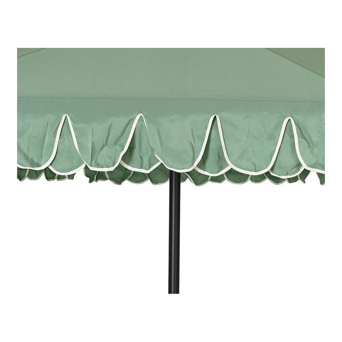 Outdoor Living By Decoris Parasol de Jardín Verde con Ribete Blanco Ø270 x 235 cm, Apertura por Manivela, Tejido Poliéster Hidrófugo, Protección UV 50+