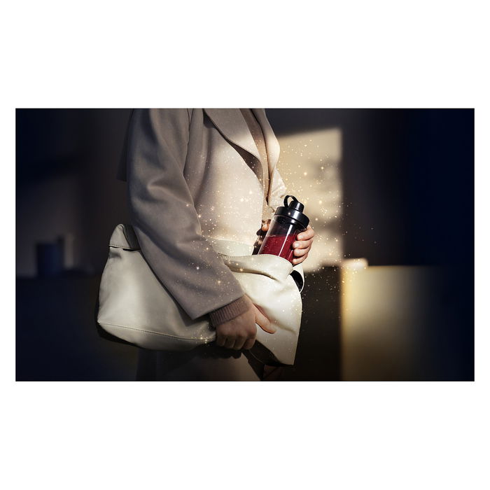 WMF KITCHENminis 0416500071 Licuadora de vaso, 0.6 L, 300 W, Negro, Smoothie-to-go deep black