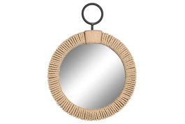 DKD Home Decor Espejo de Madera y Cuerda Natural 25x3,5x33 cm