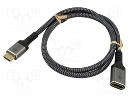 GOOBAY Cable HDMI 2.1 Textil 1m Negro-Gris
