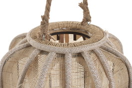 DKD Home Decor Portavelas Tropical Fibra de Banana Natural 28.5 x 30 x 28.5 cm (4 Unidades)