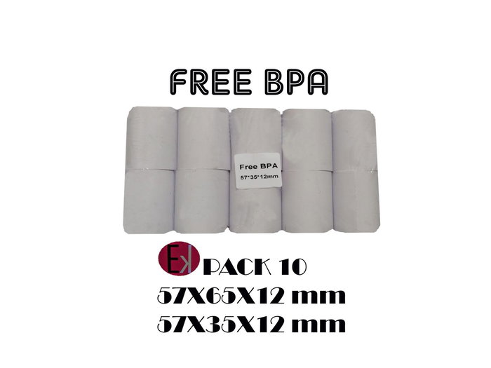 Ekrit Rollo Térmico Sin BPA 57x55x12 mm 57 grs -10U- Ekrit Rollo Térmico Sin BPA 57x55x12 mm 57 grs -10U-